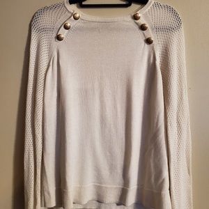 The Limited White Sweater with Gold Detail (L)